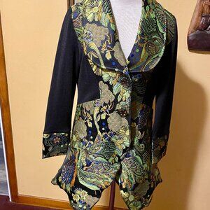 FANTAZIA brocade sweater jacket SZ M    boho, whimsical, cosplay, goth, festival